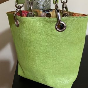 Small Italian leather green bag.